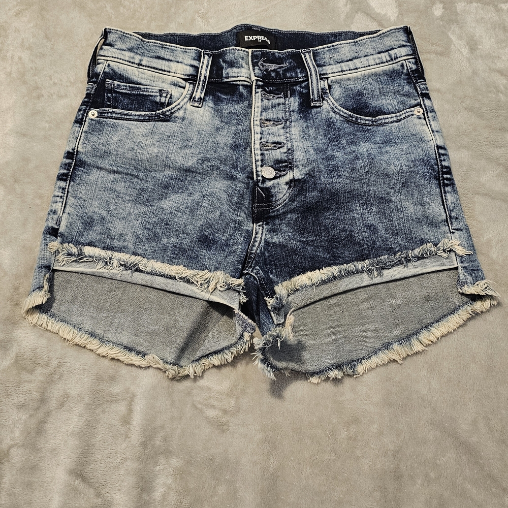 Express Jean Shorts High-Waisted Distressed